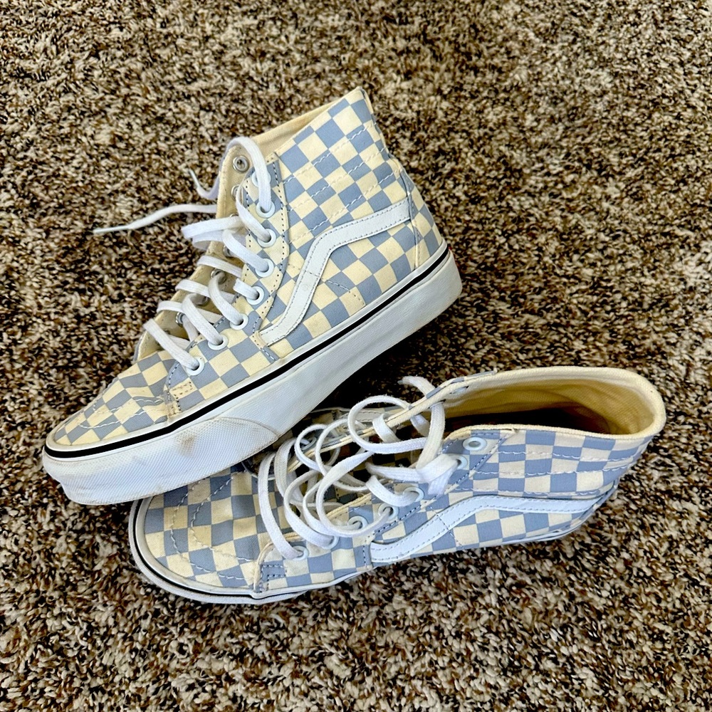 Blue and white checkered vans women size 7 1/2